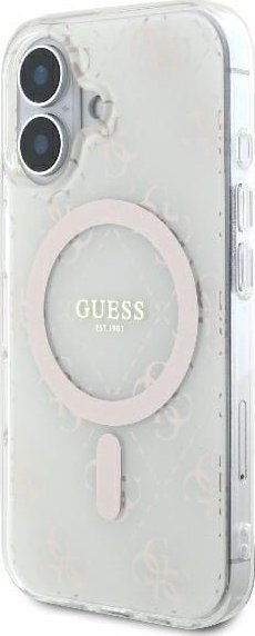 Mbulesë telefoni Guess IML 4G MagSafe për iPhone 16 Plus 6.7", transparente, e bardhë