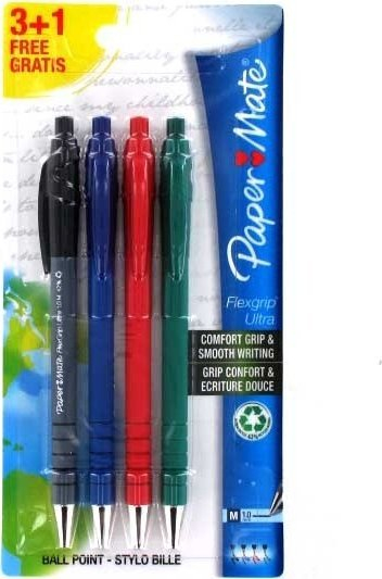Stilolapsa Paper Mate Flex Grip Ultra, topthë, paketë 4 copë, blu