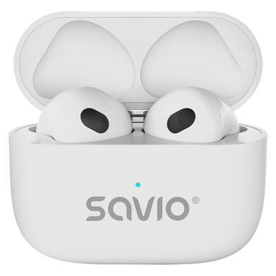 Безжични слушалки Savio TWS-01 PRO, Bluetooth 5.4, 20 часа батерија, бели
