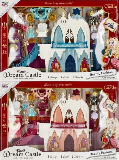 Set lodrash kështjellë princeshash Mega Creative Dream Castle, me karrocë dhe figura, me ngjyra nga të gjitha