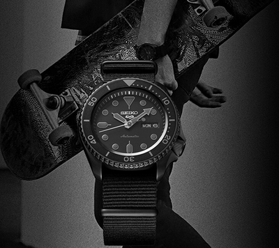 Orë dore për meshkuj Seiko 5 Sports Automatic SRPD79K1, e zezë