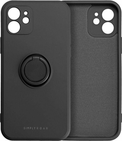 Këllëf telefoni Roar Amber për Samsung Galaxy A22 4G, TPU i butë, me unazë 360°, i zi mat