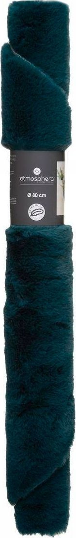 Qilim Atmosphera Couka Rug, faux fur, rrumbullak 80cm, teal blue