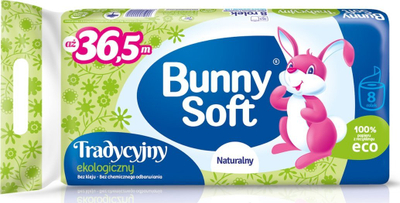 Letër higjienike Bunny Soft Unscented, 1 shtresë, 8 copë, pa aromë