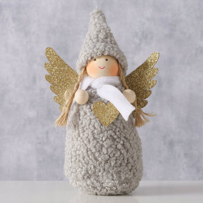 Figurinë zbukuruese AMIA Angel, 16 cm, material i butë, bezhë