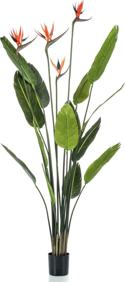 Bimë artificiale Strelitzia Emerald, 150cm, 4 lule, në vazo, jeshile
