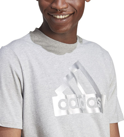 Маица adidas FI MET Tee M II3467, памук, големо лого, светло сива