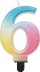 Qiri ditëlindjeje Godan numri 6, 8cm, pastel ombre, shumëngjyrësh