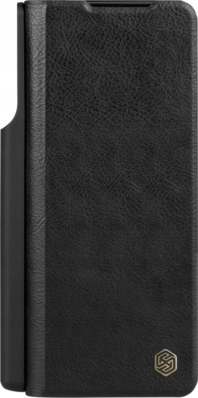 Mbulesë telefoni Nillkin Qin Pro për Samsung Galaxy Z Fold 6 5 4, flip lëkurë, kapak rrëshqitës për kamerë, e zezë