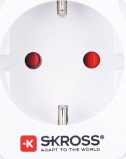 Adapter udhëtimi Skross 1.500203-1, EU në USA, i tokëzuar, i bardhë