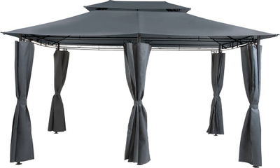 Çadër kopshti Beliani Gazebo Colos, metal 4x3 m, me perde, gri grafit