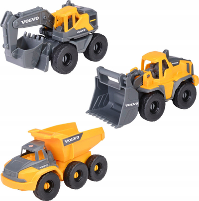 Set lodrash ndërtimi Dickie Toys Volvo Construction Site Vehicles, 3 automjete, 16 cm, shumëngjyrëshe