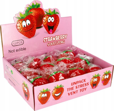 Lodër antistres MEGA CREATIVE Pressed Strawberry, e butë, e mbushur me xhel, shumëngjyrëshe