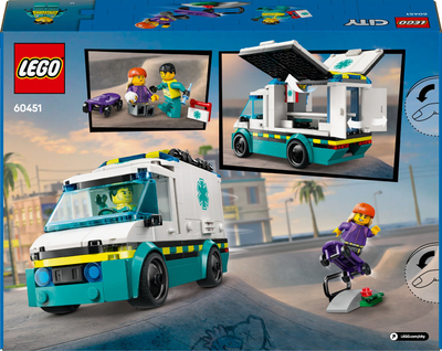 Set ndërtimi LEGO City Emergency Ambulance 60451, për fëmijë, shumëngjyrësh