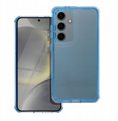 Футрола за телефон Matrix за Samsung S25, проѕирна, со сина рамка