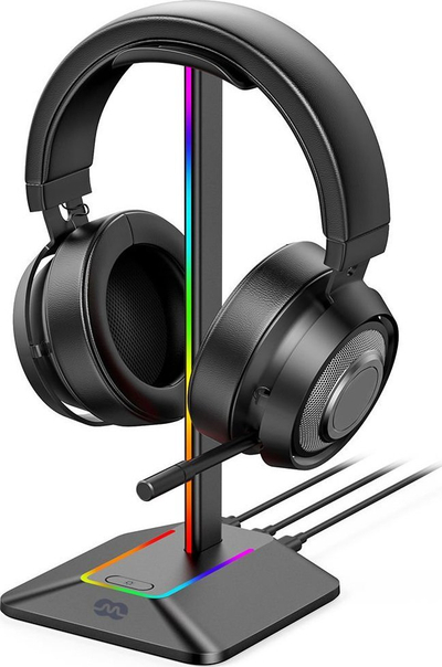 Mbajtëse për kufje Mozos, RGB, plastike, e zezë