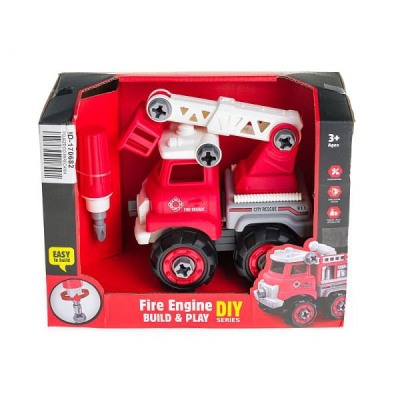 Lodër kamion zjarrfikës Adar DIY, për montim, 3+, i kuq