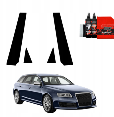Folie mbrojtëse shtylla B C Audi A6 C6 Avant Facelift, set 4 copë, gloss, e zezë