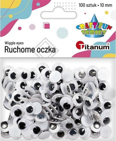 Sy plastike Titanum Eyes, 10mm, 100 copë, të bardha