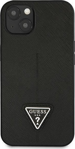 Husë telefoni Guess Saffiano Triangle Logo për iPhone 13 mini 5.4", hardcase, e zezë