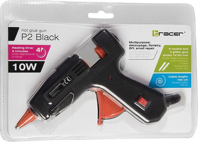 Pistolete silikoni Tracer Glue Gun P2, 10W, me buton ON OFF, e zezë