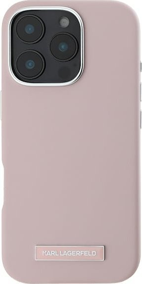 Mbulesë telefoni Karl Lagerfeld FW Metal Plate, për iPhone 16 6.1", MagSafe, rozë