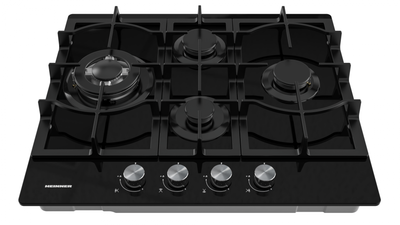 Plitë inkaso me gaz Heinner HBH-M452IWFGBK, 4 vatra, Wok, xham, e zezë