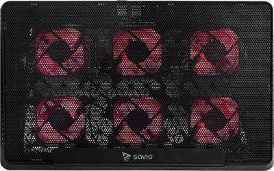Bazë ftohëse për laptop Savio COS-01, 17.3", 6 ventilatorë me LED, e zezë