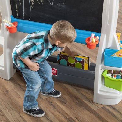 Пиктурен сет за игри Step2 Jumbo Art Easel, двостран, со полици за организирање, сива и бела