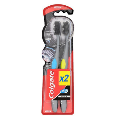 Set furça të dhëmbëve Colgate 360° Black Medium, 2 copa