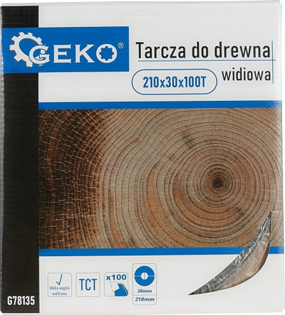 Disk sharre për dru GEKO G78135, 210mm, 30mm 100T, argjendtë