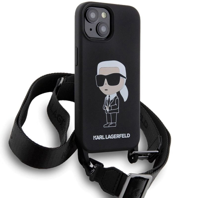 Këllëf telefoni Karl Lagerfeld KLHCP15SSCBSKNK, për iPhone 15 6.1", silikon i fortë, i zi