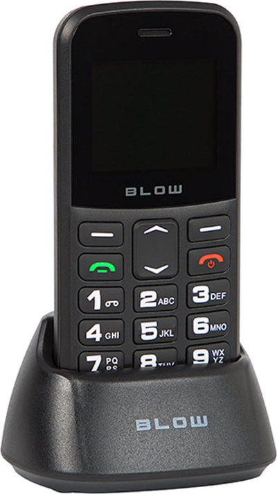 Telefoni për të moshuar Blow S18D, GSM Dual SIM, me buton SOS, i zi