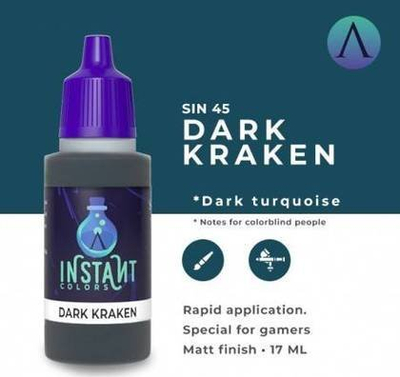 Bojë akrilike Scale Instant Color Dark Kraken, 17 ml, mat, ngjyrë turquoise e errët