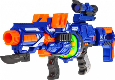 Pushkë lodër Blaze Storm Soft Ball Gun, automatike, 12 toptha shkumë, blu portokalli