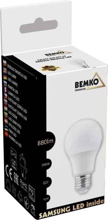 Llampë LED Bemko E27, 9.5W, 880lm 3000K, e bardhë
