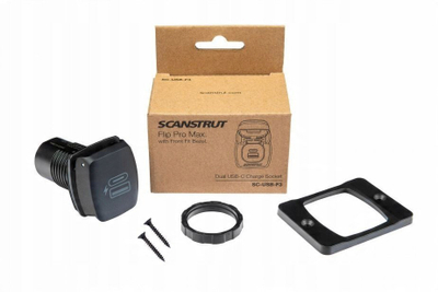Prizë karikimi detare Scanstrut Flip Pro Plus, USB A edhe USB C, 12V / 24V, e zezë