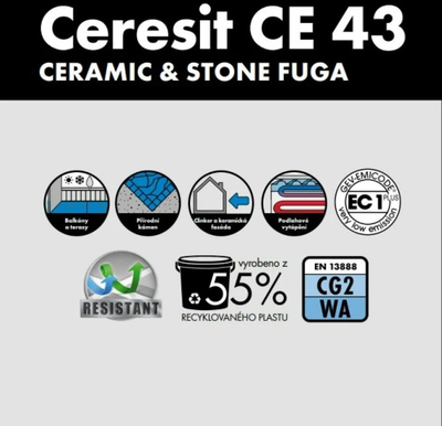 Fugë pllakash Ceresit CE 43, 5 kg, për fuga 2-20 mm, e bardhë