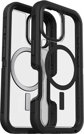 Futrollë OtterBox Defender XT Clear për iPhone 16, MagSafe, transparente me kornizë të zezë