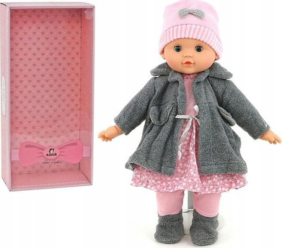 Kukull bebe Adar 516724, 40cm, me zë polonisht, rozë gri