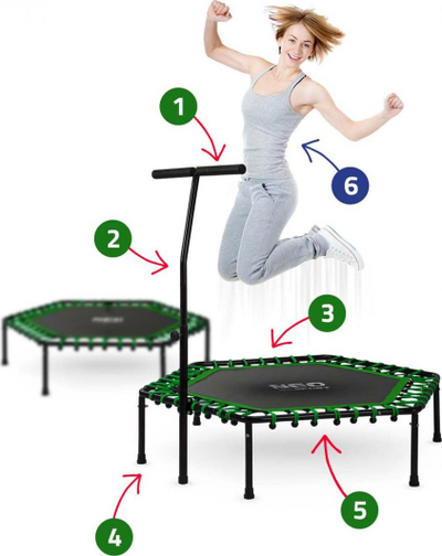 Trampolinë Neo-Sport Fitness 4FT, 127 cm, e zezë/gjelbër