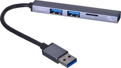 HUB USB ORICO me 4 porta, USB 3.0, lexues karte TF, gri