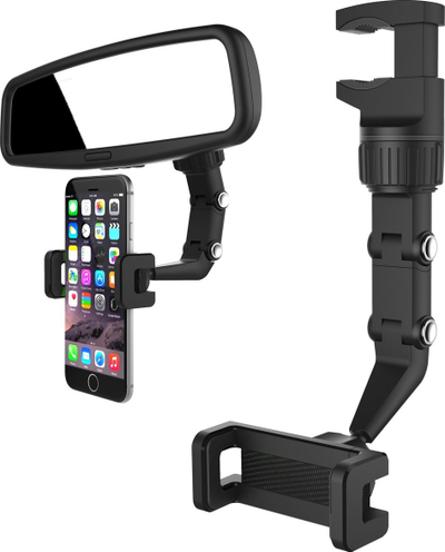 Mbajtës rrotullues telefoni për makinë, 360°, universal, i zi