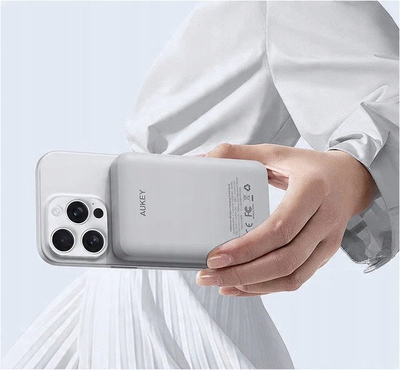 Power bank Aukey PB-MS04, 10000mAh, MagSafe 20W PD, e bardhë