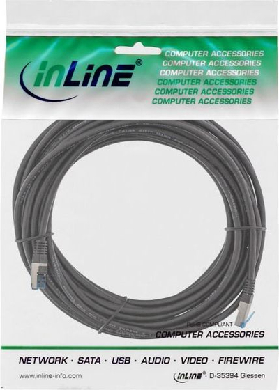 Kabllo rrjeti InLine Patch Cat.6A, S/FTP, 20m, i zi