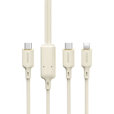 Kabllo karikues 2 në 1 Dudao L7Sf, USB-C në USB-C edhe Lightning, 100W, 1.2m, bezhë