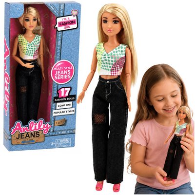 Kukull mode LeanToys Anlily, 30cm, xhinse të errëta, flokë biondë