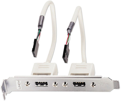 Adaptor USB Lindy 2 porta për mbrapa kompjutrit, USB 2.0, 20cm, ngjyrë argjendi