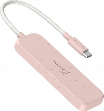 USB HUB j5create JCH341ER, USB C në 4x USB A, 10 Gbps, rozë