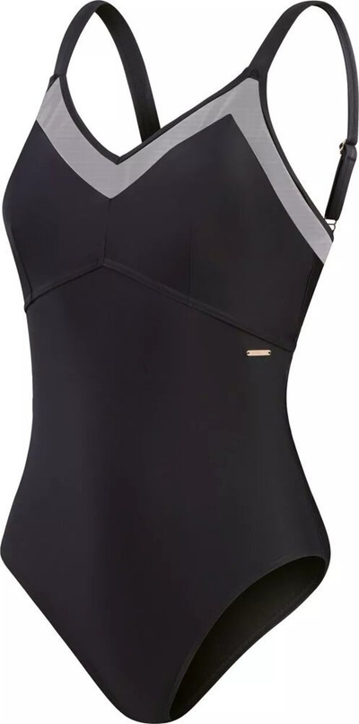 Rrobë banje njëpjesëshe Speedo Eco Mesh Detail 1p për goca, me rripa që rregullohen, ngjyrë e zezë